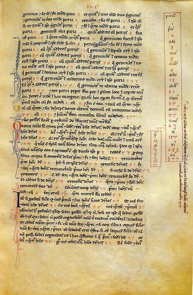 A page of Fibonacci's Liber Abaci from the Biblioteca Nazionale di Firenze showing (in box on right) 13 entries of the Fibonacci sequence: the indices from present to XII (months) as Latin ordinals and Roman numerals and the numbers (of rabbit pairs) as Hindu-Arabic numerals starting with 1, 2, 3, 5 and ending with 377.

https://upload.wikimedia.org/wikipedia/commons/0/04/Liber_abbaci_magliab_f124r.jpg