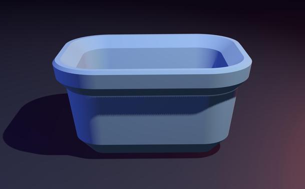 The 3d model of a blue flower pot.