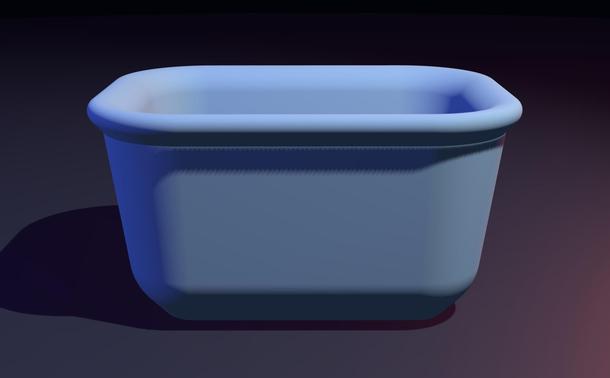 The 3d model of a blue flower pot.