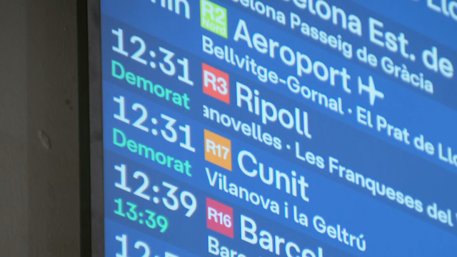 Pantalles amb retards a l'estació de Sants, el 28 de juliol. (3CatInfo)