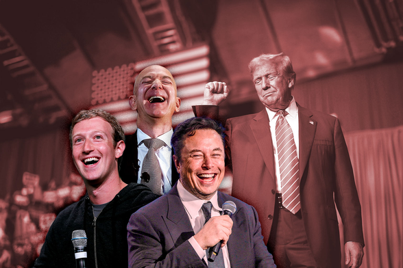 Donald Trump, Jeff Bezos, Mark Zuckerberg and Elon Musk (Photo illustration by Salon/Getty Images) 