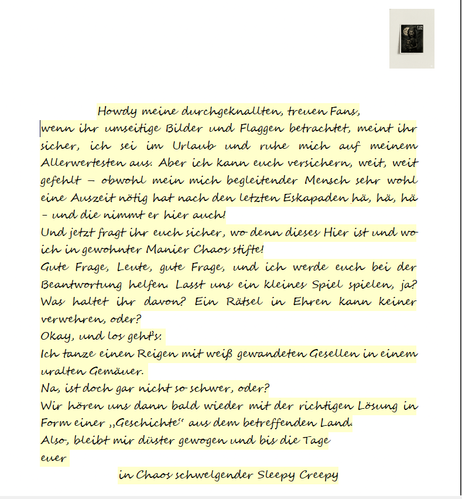 Der Text der Postkarte auf der Rückseite.