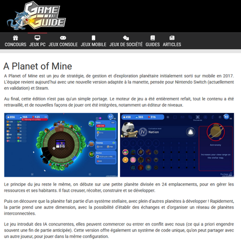 Article sur A Planet of Mine MasterMine Edition