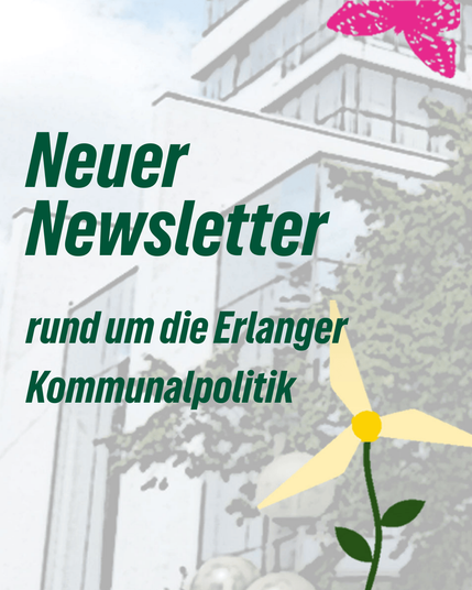 Rathaus verschwommen im Hintergrund mit Blume in Windradform und Schmetterling