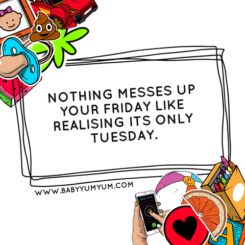Can it be the weekend already?🌟😆 #BabyYumYum #BYY #ParentLife #MomBrainMoments #RealParenting #MidweekMood #SendHelp #TimeIsAnIllusion #StillTuesday