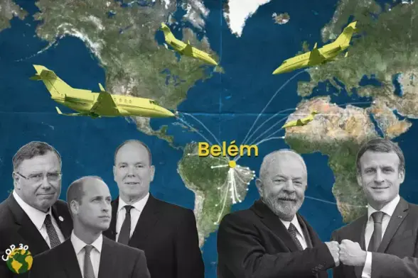 Le PDG de Total Patrick Pouyanné, le prince William, le prince Albert II de Monaco, les présidents Lula et Emmanuel Macron. 