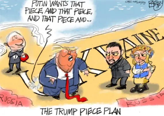 Trump Peace Plan, cartoon by Pat Bagley.