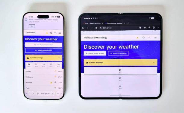 The new BOM site. It doesn't even work properly on an 8 inch tablet.