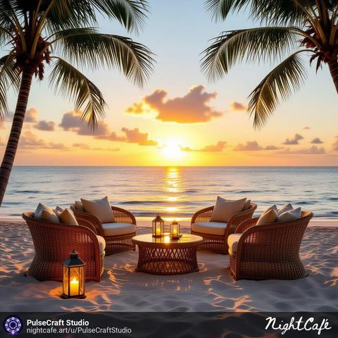 “Golden Hour Serenity”

Experience the perfect golden hour at a serene beach lounge, where soft lights meet gentle ocean waves and ultimate relaxation.

#SunsetVibes #BeachLoungeArt #ChilloutAesthetic #GoldenHour #RelaxingScenes #SoftLighting #AmbientArt