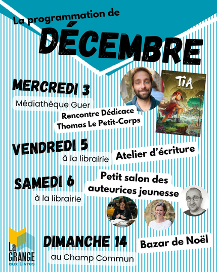 Programme de décembre avec la grange aux livres