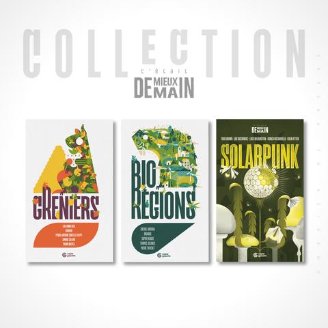 Les couvertures des trois premiers recueils de la collection C'était Mieux Demain. 