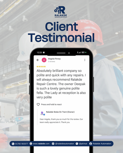 Screenshot of a positive Google review praising Ralakde for polite and quick repair service.