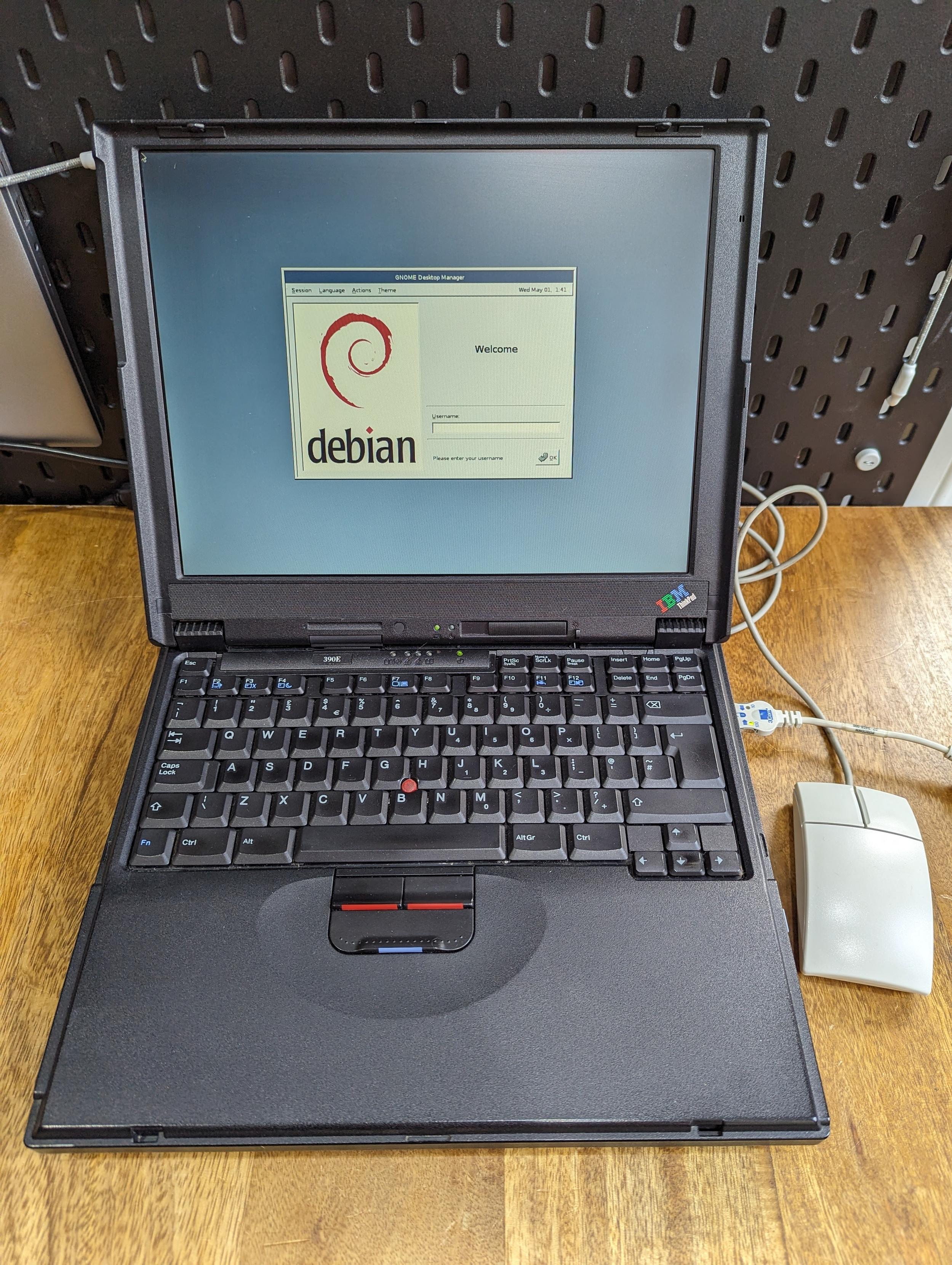 IBM ThinkPad 390E (1999) running Debian Linux