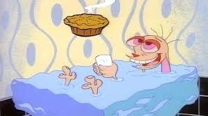 Ren Hoek imagines Chicken Pot Pie, while floating in a volume of water, that is floating in the air.