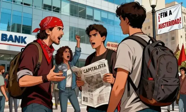 Imagen por AI de jovenes activistas de izquierda.