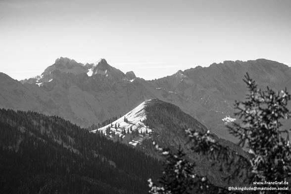 A breathtaking black-and-white landscape unfolds, showcasing a majestic mountain range under a vast, open sky. The mountains rise dramatically in the background, their rugged peaks partially covered in patches of snow, creating a striking contrast against the clear sky. The play of light and shadow on the mountains adds depth and texture, emphasizing their grandeur and timeless beauty.

In the foreground, a dense forest of evergreen trees stretches out, their dark silhouettes providing a stark …