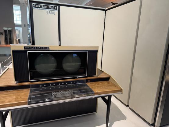 Control Data 6600 super computer with dual screen terminal.