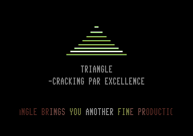 Screenshot of "Tron Bikes" - Crack: Triangle (3532) - Published by LSD on Commodore 64 (1989)
