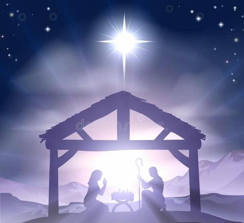 Artwork of a beautiful Nativity scene by silhouettes