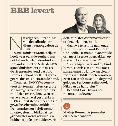 Column van Mathijs Bouman over BBB, oa over Mona Keijzer