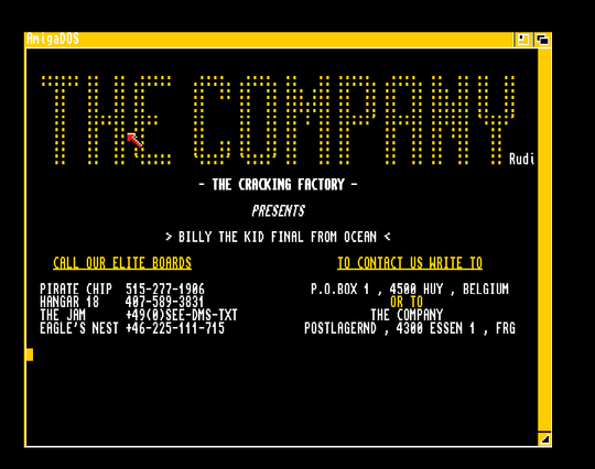 Screenshot of "Billy the Kid" - Crack: The Company (CPY) - Published by Ocean on Commodore Amiga (1991)