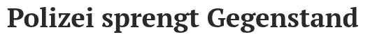 Polizei sprengt Gegenstand