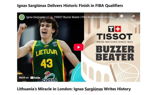 The New McGrady Moment: Sargiūnas’ FIBA Buzzer Beater 2025