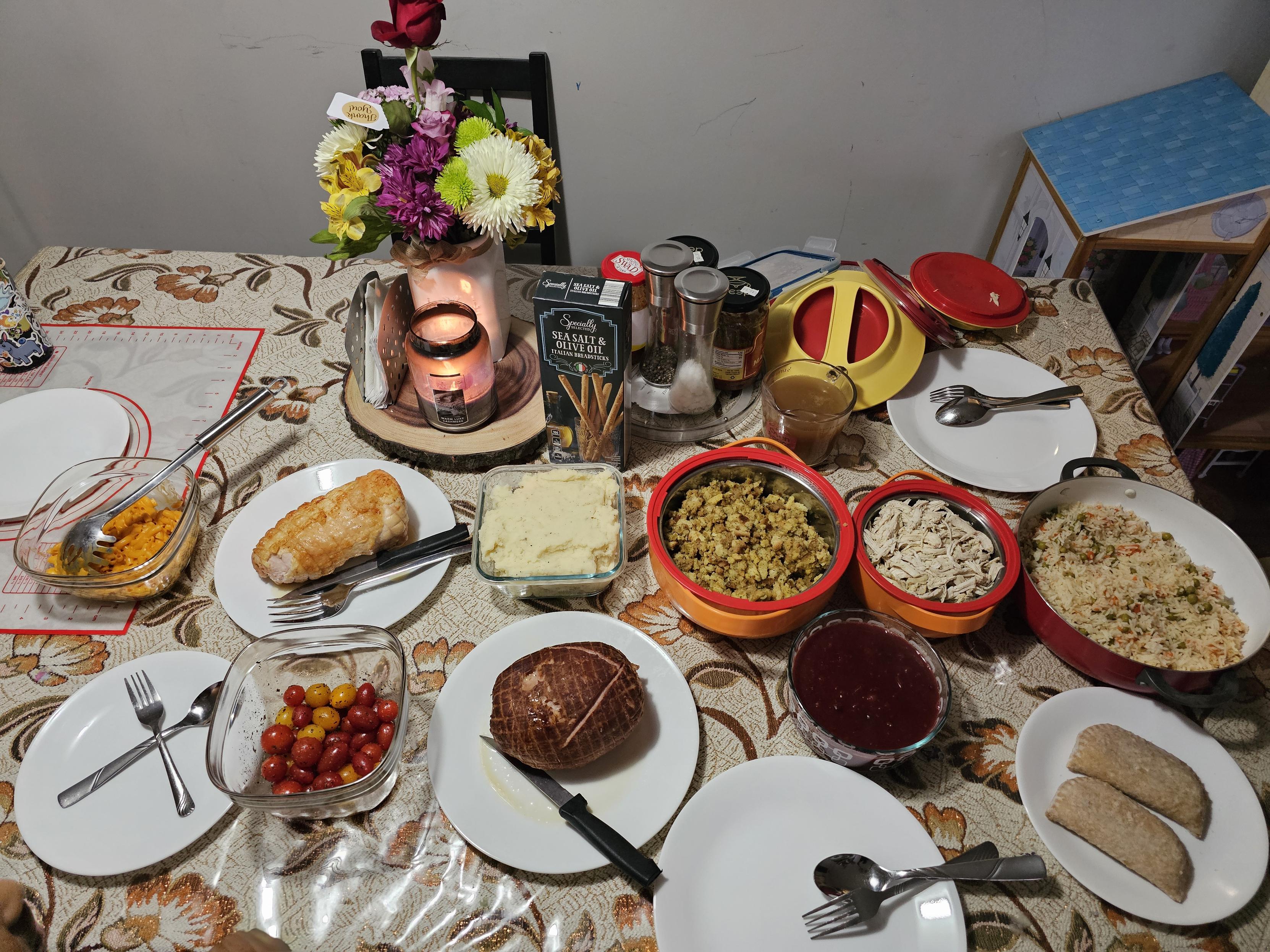 Our 2025 Thanksgiving meal spread.