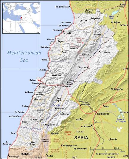 A map showing the location of Lebanon
Credit https://ian.macky.net/pat/