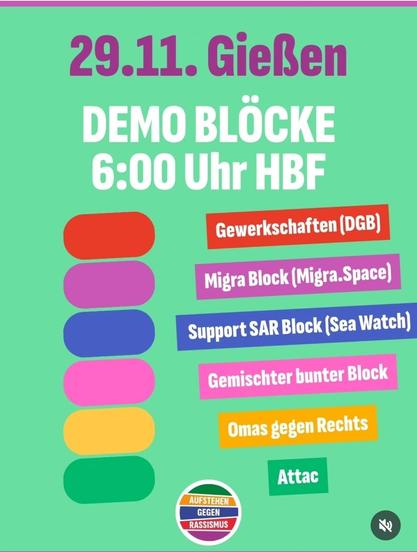 Plakat für die Demo mit den Organisationen 