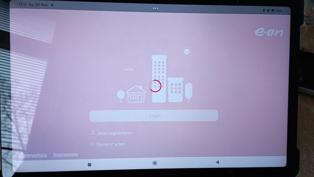 Screenshot der e.on APP
LogIn screen 