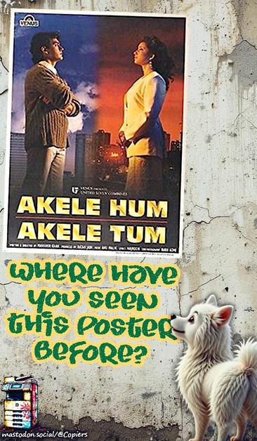 A test to assess your plagiarism detection skills: we show you a Bollywood poster, you identify the original poster the Bollywood poster copied! What fun, eh?