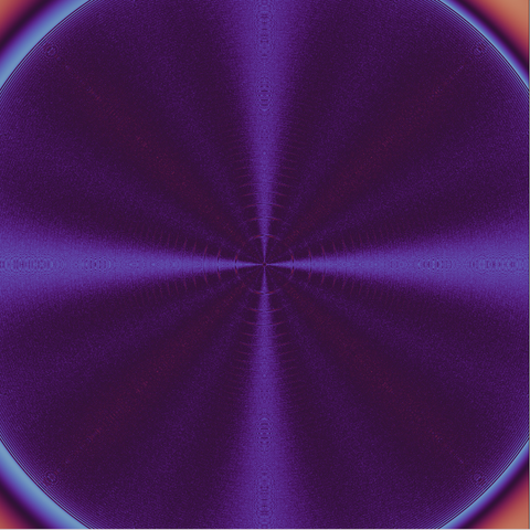 The image is an abstract, symmetrical design featuring shades of orange and dark purple. A central, dark purple, teardrop-shaped void is surrounded by a large, rounded, orange shape that takes up most of the frame. Surrounding this are multiple, smaller rounded orange shapes of varying sizes, reminiscent of cells or bubbles, all in shades of orange. The orange areas have subtle variations in tone, creating a sense of depth and texture. The background is dark purple, providing contrast to the orange shapes and highlighting their form