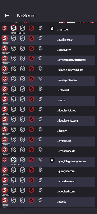 Ein Screenshot vom addon no script, welches sehr viel Scripte auf der Website vom Stern zeigt