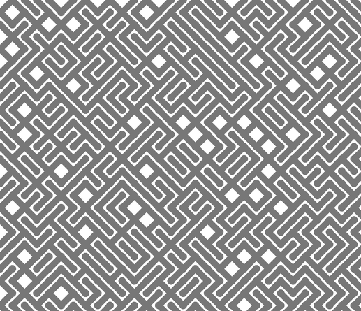 A colorful maze, generated using the 10print method. Picture generation details: screen height: 866, screen width: 1006, primary background color #FFFFFF, primary line color: #777777, using gradient mask ../masks/mask24.png, gradient background color #FFFFFF, square: 34, width: 17, radiusB: 10, radiusW: 17, effect: 7