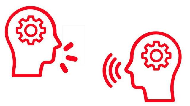 A representation of two people conversing, emphasizing interaction, heart, and cognition