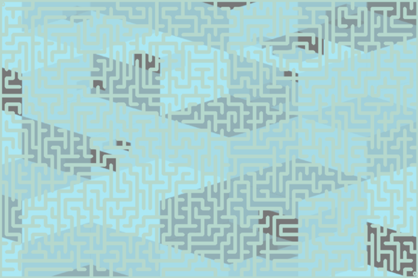 A colorful autogenerated maze. Picture generation details: screen height: 847, screen width: 1270, primary background color #ABE8F4, primary line color: #B5D8CD, using gradient mask ../masks/mask34.png, gradient background color #777777, square: 12, width: 8, radiusB: 3, radiusW: 4, effect: 6