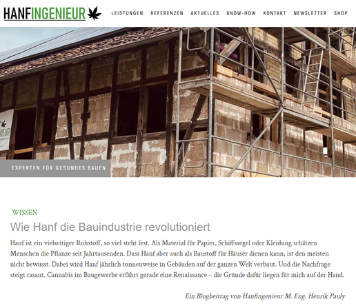 Sie mögen mich für befangen halten, aber bei der Frage nach dem richtigen Baustoff für unsere Zeit setze ich nicht auf einen Außenseiter. In der Bauindustrie, die mich seit 15 Jahren beschäftigt, sind besonders Fasern und Schäben der Hanfpflanze schon längst hochrelevant. „Hanfwolle“ aus Fasern kommt als Dämmstoff meist im Holzbau zum Einsatz, während die Hanfschäben sogar ein weitaus größeres Anwendungsgebiet erschließen: Der holzige Teil der Pflanze wird mit Lehm oder Kalk vermischt. Somit entsteht ein Dämmstoff, der sich hart anfühlt wie Stein, aber leichter ist als Holz und deutlich besser dämmt. Hanfkalk ist ein massiver, harter Baustoff, der dennoch sehr gut dämmt. Als natürliches Produkt verspricht er also die Palette der Baustoffe zumindest sinnvoll zu ergänzen. Meine Erfahrung auf diesem Gebiet lässt mich aber noch einen Schritt weiter gehen.