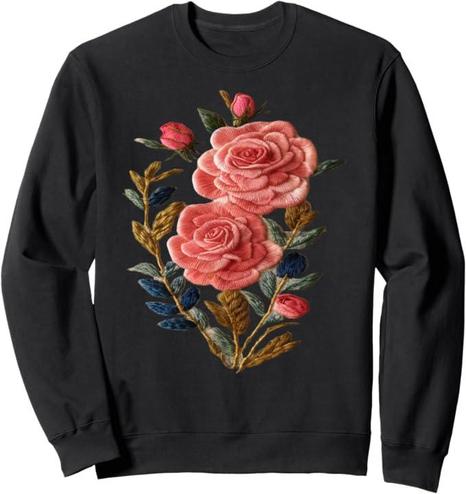 Floral Mood Faux Embroidered Roses with Vintage Stitch Detail
 Floral Design Set the Mood with Embroidered Crafted Roses Sweatshirt Crafted roses, stitched in spirit. This floral design whispers vintage softness with faux embroidery texture—perfect for cozy moods and romantic layers. 