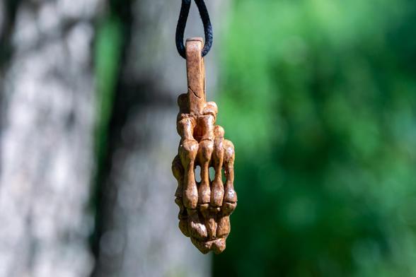 Runes and meranti wood
