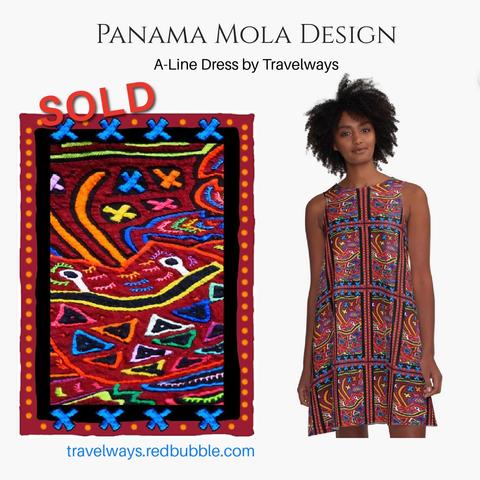 Pattern of Mola artistic design made by Kuna indigenous people, native in San Blas Panama, photographed in Boquete, Panama, and digitally enhanced for various products.