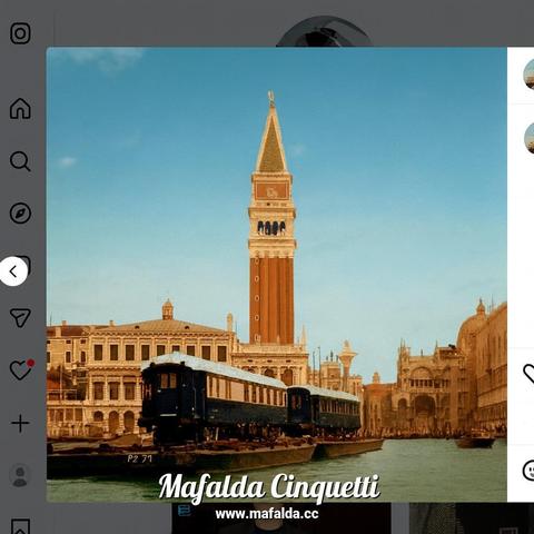 Buongiorno. Alma said she was traveling by train today. At first I thought it was Ferrovia, Santa Lucia. But after this picture I'm not so sure anymore? Saluti, Mafalda Cinquetti from #Venice