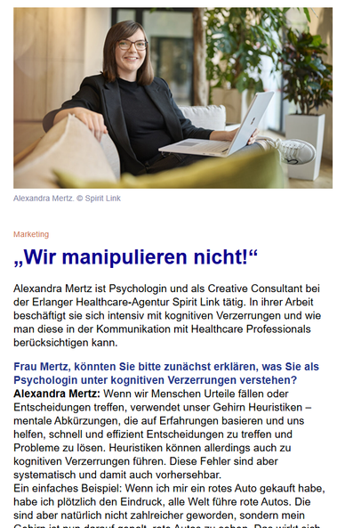 Screenshot des Artikels in der Pharma Relation