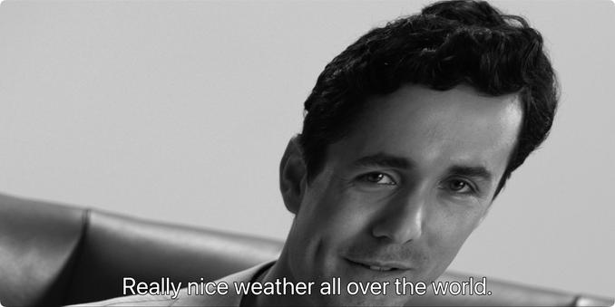 Ncuti Gatwa episode. Distorted black and white image of Conrad, the most punchable white man imaginable. For some reason, he’s skewed 30°. He’s giving a shit-eating stupid smile looking right into the camera. Caption reads, “Really nice weather all over the world.” Creepiest weather report ever.