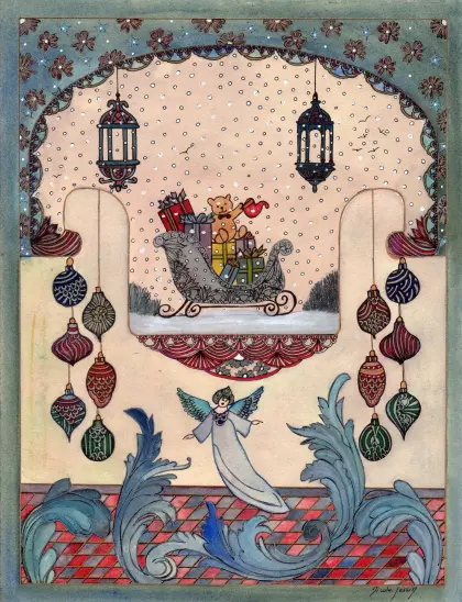 Sous le regard bienveillant de l'ange du ciel d'hiver, la magie de Noël s'éveille, parsemant le paysage de légers flocons de neige tandis que les guirlandes illuminent le chemin de la féérie...

https://nicole-pessin.com/acquerir/