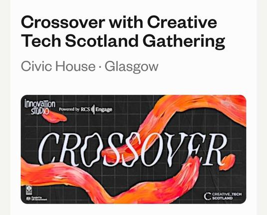Screenshot of Crossover with Creative Tech Scotland Gathering
The Royal Conservatoire of Scotland’s Innovation Studio, in partnership with the Creative Tech Scotland Gathering (CTSG) White backg
