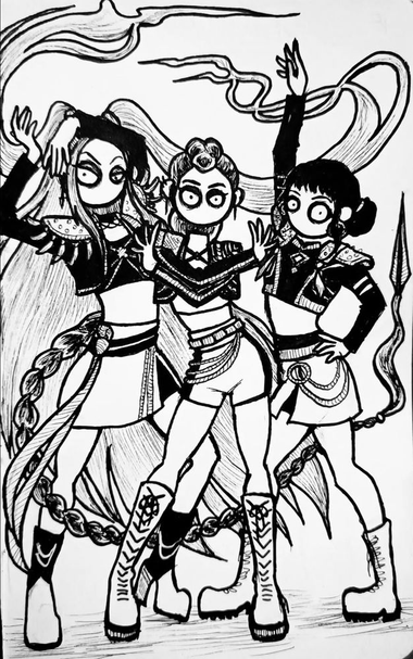 ilustracion de Huntrix de la pelicula de animacion Kpop demon hunters