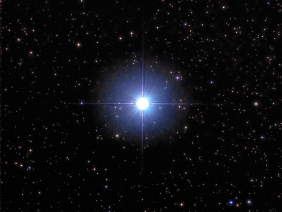 The Star Deneb - telescope processed image. Deneb is the brightest star in the constellation Cygnus, the Swan, and marks the swan's tail.