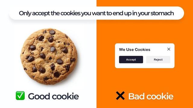 Comparison of a real cookie and a message announcing cookies