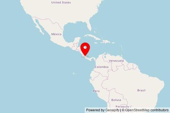 A zoomed in map showing a pin at the position of Iglesia de Los Testigos de Jehová, Calle Alejandro Quesada, Concepción, Los Ángeles, 30305 Costa Rica